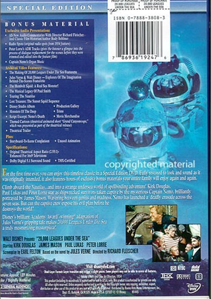 20,000 Leagues Under The Sea (1954) : Special Edition - Kirk Douglas  2 DVD Set THX