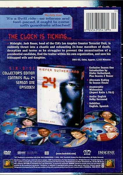 24 : Season 1 (2001) - Kiefer Sutherland  6 DVD Set