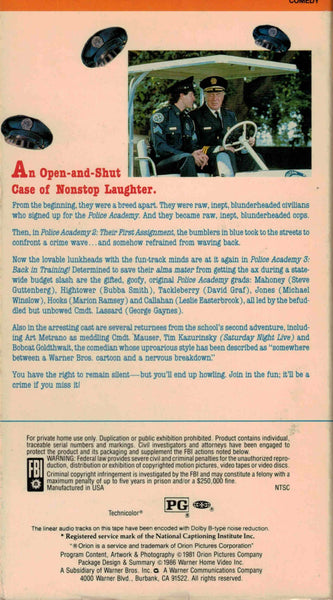 Police Academy 3 : Back In Training (1986) - Steve Guttenberg  VHS