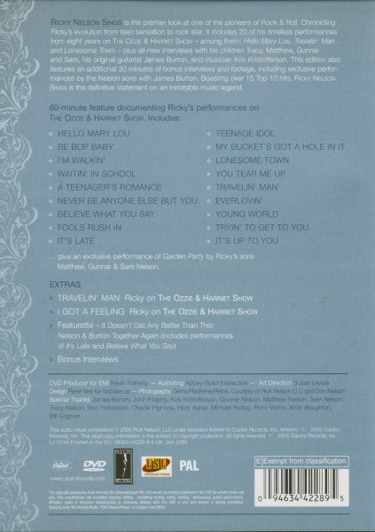 Ricky Nelson Sings  DVD