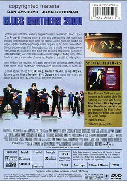 Blues Brothers 2000 (1998) - Dan Aykroyd DVD – Elvis DVD Collector & Movies  Store