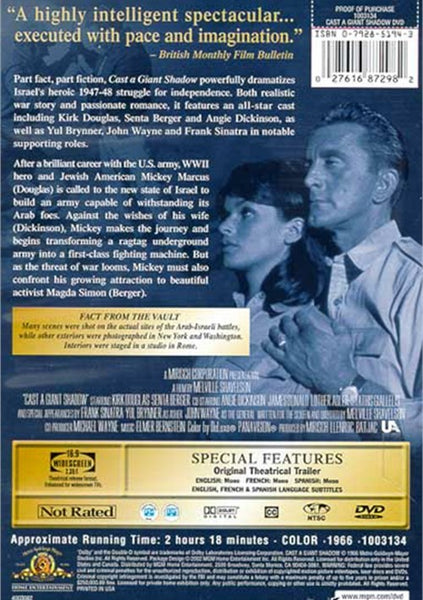 Cast A Giant Shadow (1966) - John Wayne. DVD