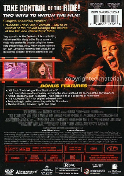 Final Destination 3: 2 Disc Thrill Ride Edition (2006) - Gina Holden  2 DVD Set