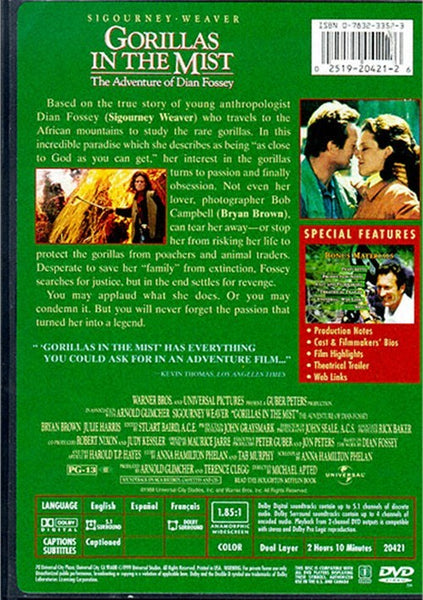 Gorillas In The Mist (1988) - Sigourney Weaver  DVD