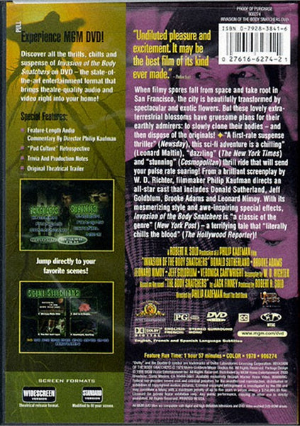 Invasion Of The Body Snatchers (1978) - Donald Sutherland  DVD