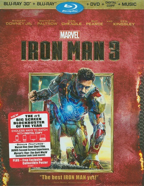 Iron Man 3 3D (2013) - Robert Downey Jr. Blu-ray 3D + Blu-ray + DVD  codefree