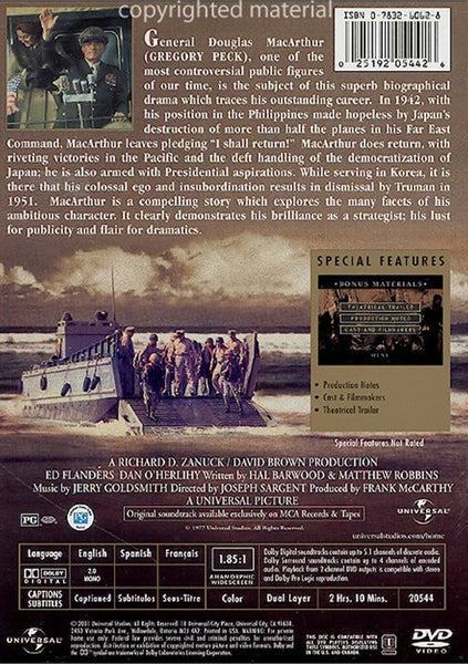 MacArthur (1977) -Gregory Peck  DVD