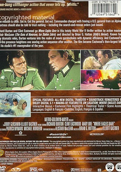 Where Eagles Dare (1968) - Clint Eastwood  DVD