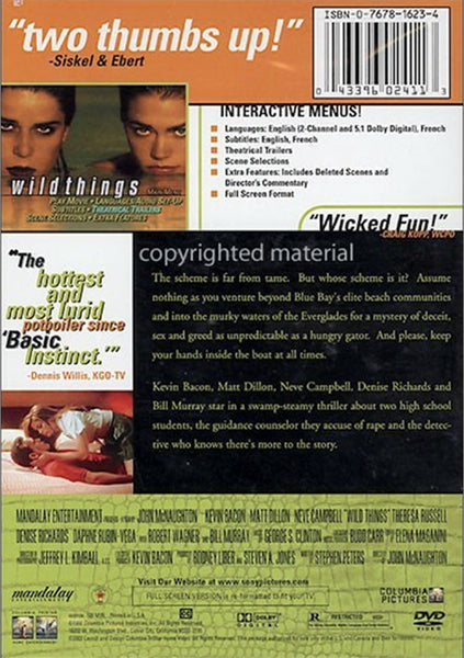 Wild Things (1998) - Kevin Bacon UNRATED  DVD